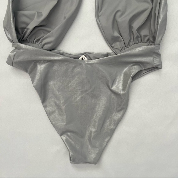Urban Outfitters Out From Under Marina Metallic Silver One Piece Swimsuit S NWT - Picture 14 of 16